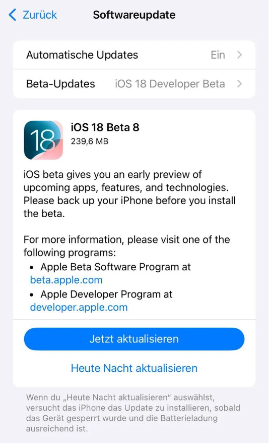 芜湖苹果手机维修分享苹果 iOS / iPadOS 18 开发者预览版 Beta 8 发布 